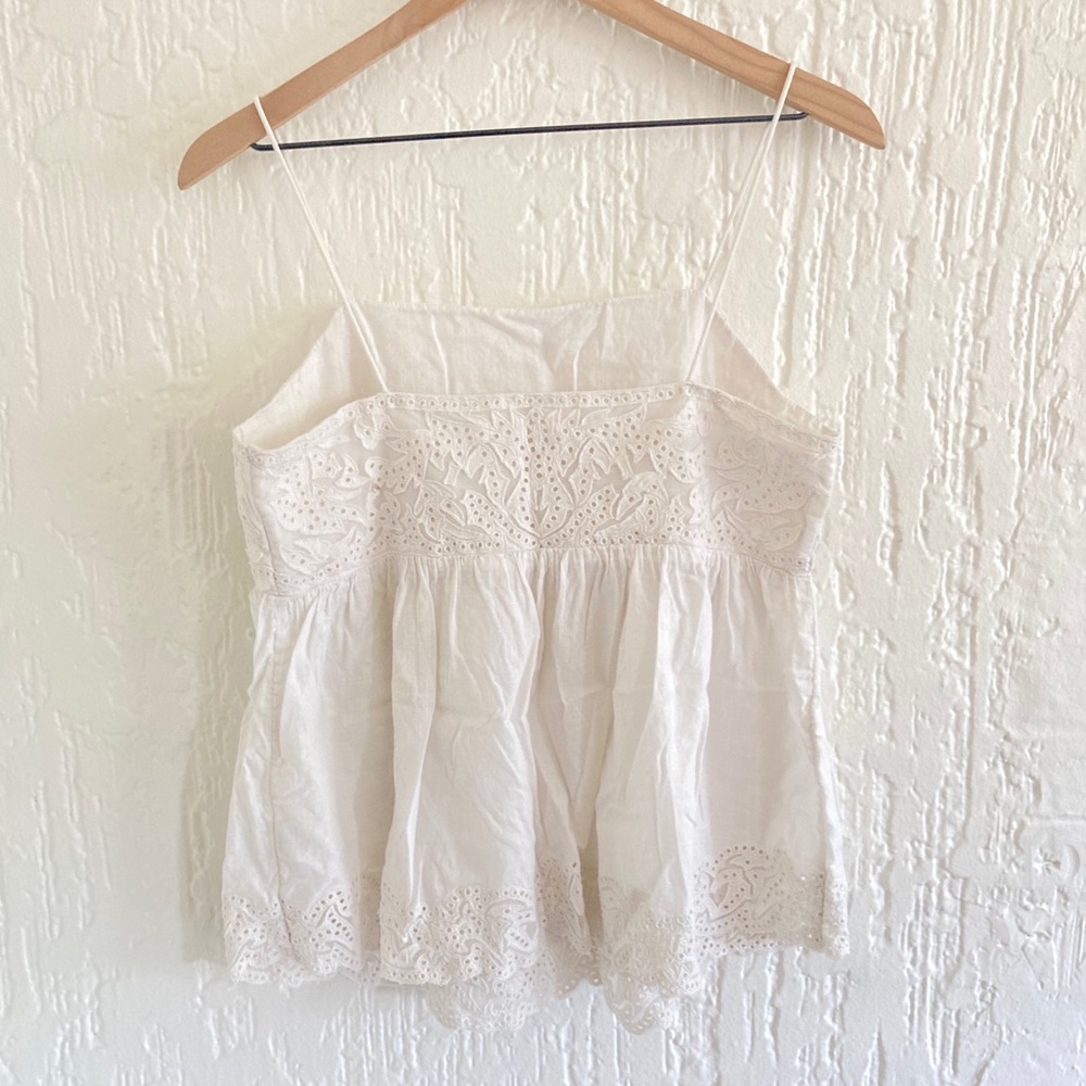 Free People White Cotton Boho Lace Tank Top Size Small - Picture 6 of 8